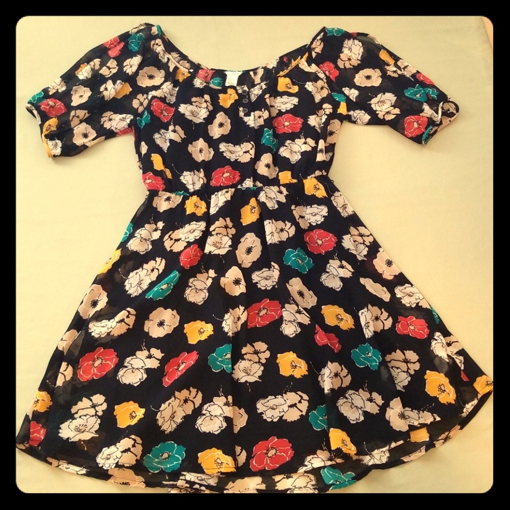 I Love H81 Floral Cold Shoulder Dress